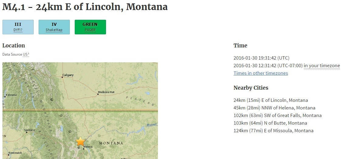 earthquake in Montana