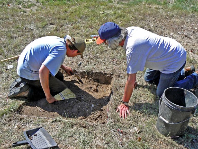 Dan Hall supervises archaeology. Photo by Dale Dufour.