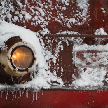 train engine in snow