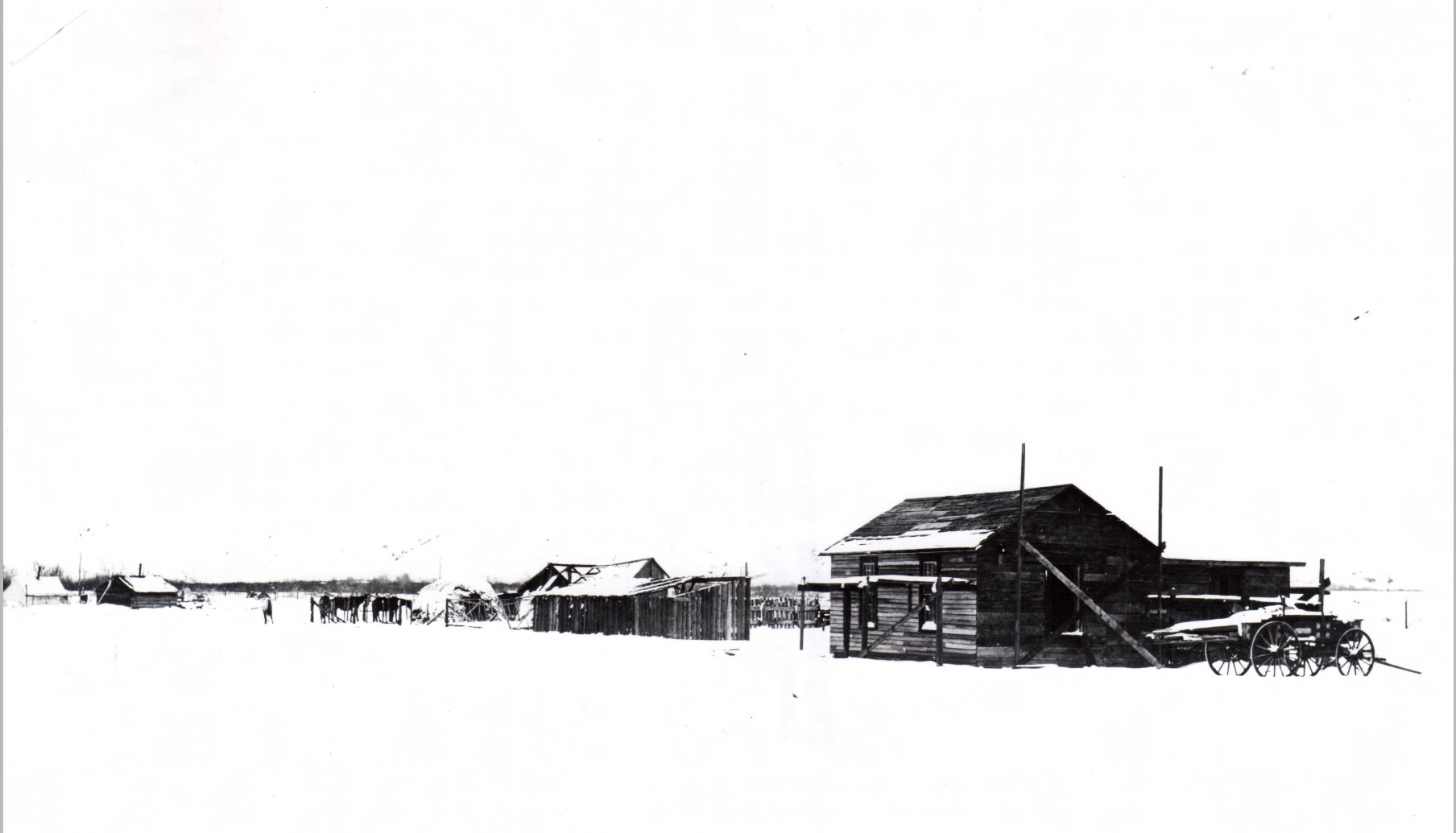 Crow Agency Buildings in Winter, 1899