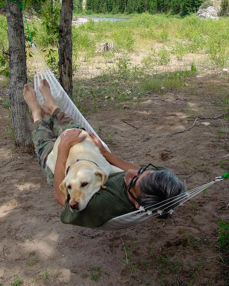 Chilling in the hammock with the dog