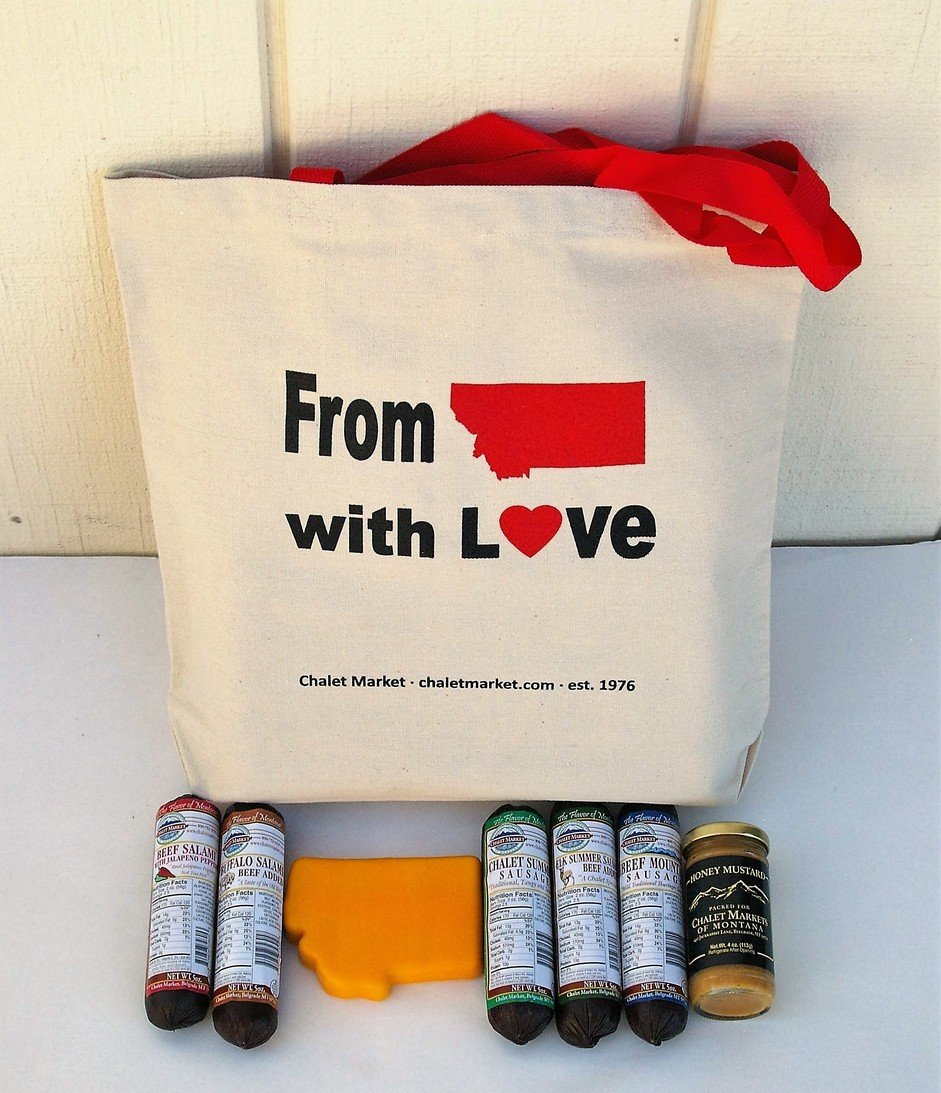 From Montana with Love sausage and cheese gift tote
