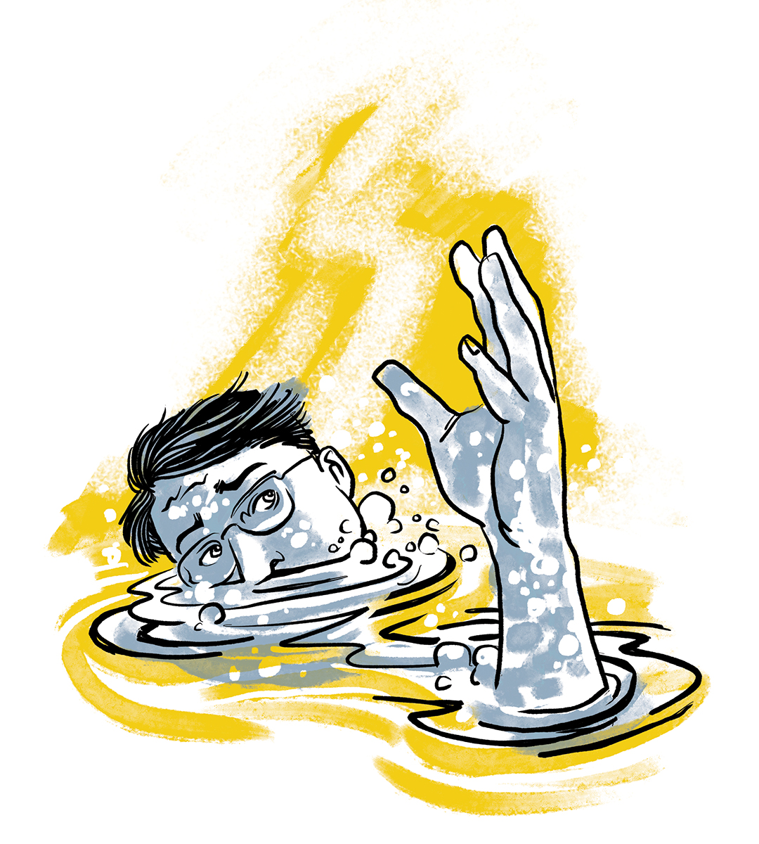 The author drowning in a hot pot