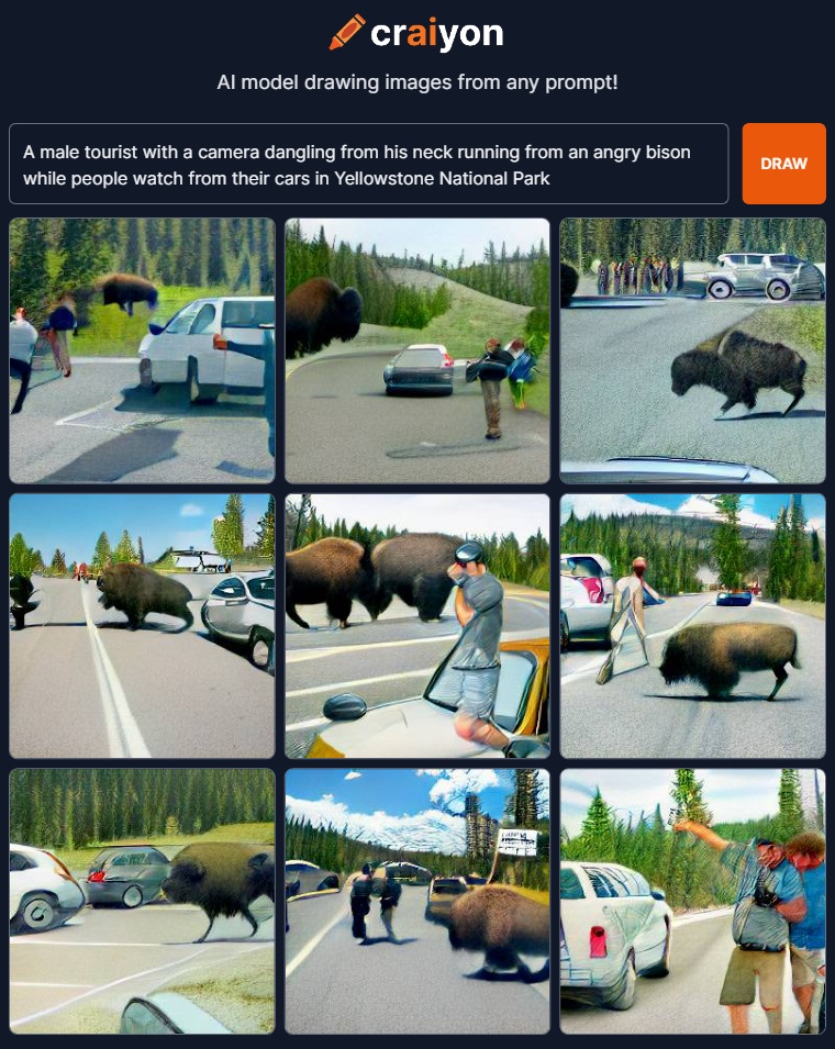 Tourist bison AI