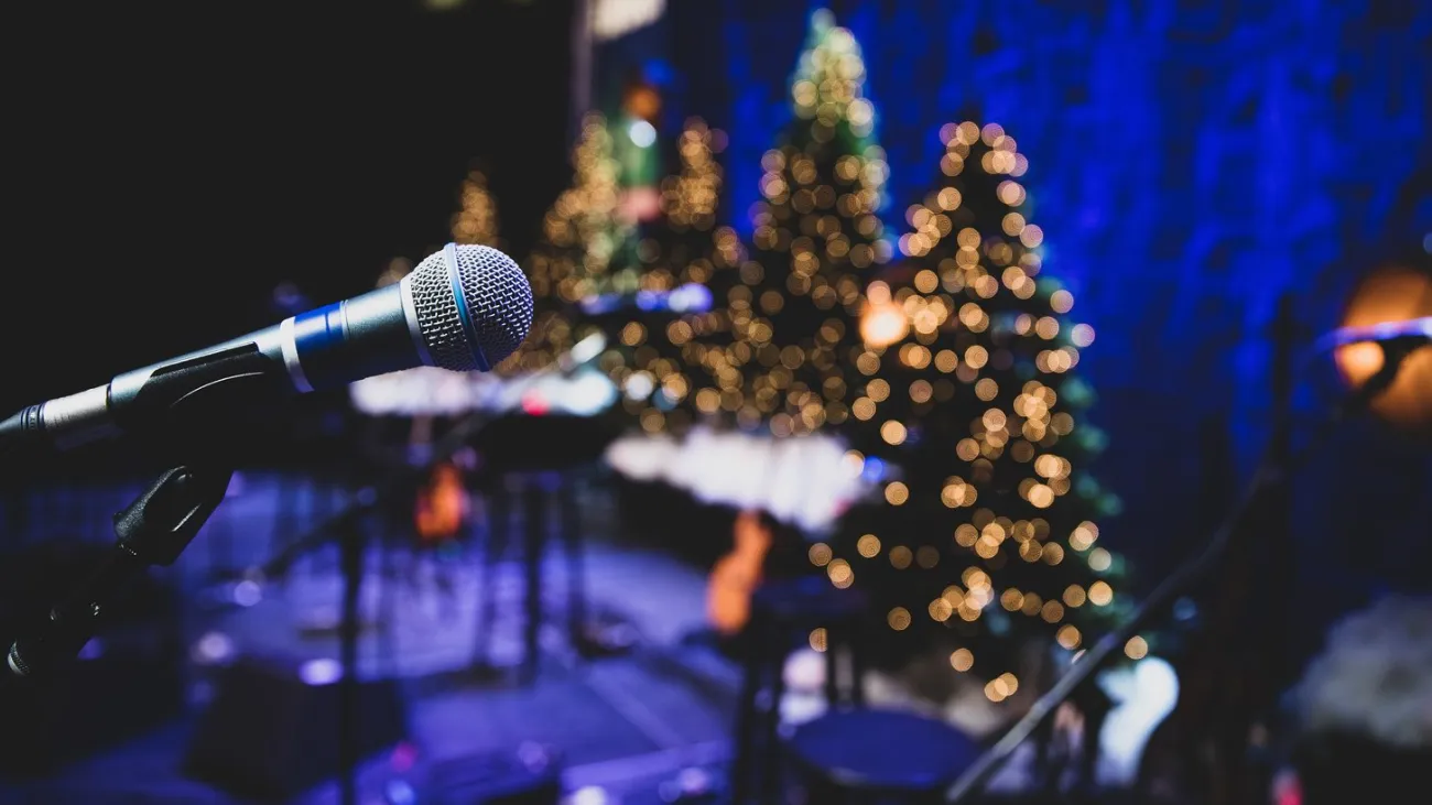 Microphone on stage during Christmas holiday show
