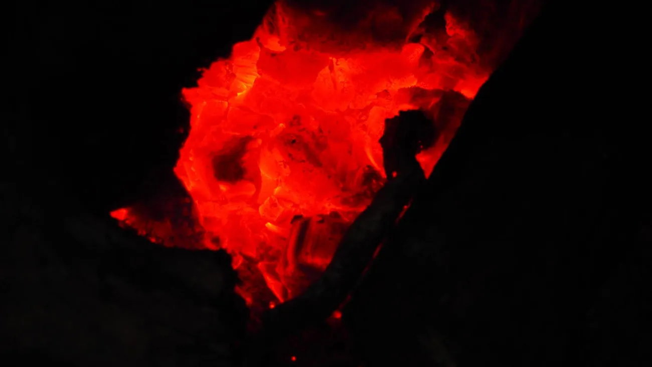 Flames of a winter bonfire
