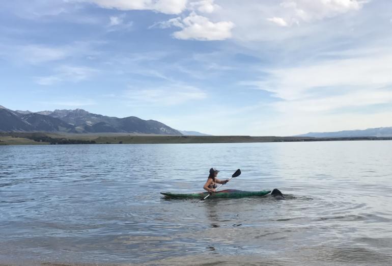 Enjoying a paddle around Ennis Lake