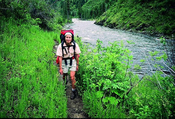 Hiker along Selway Rive