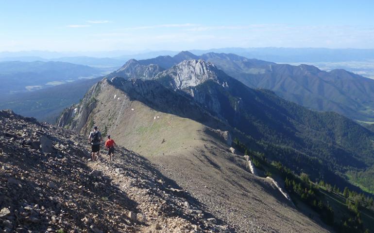 Descending off Nayanuki on the Foothills Trail in the Bridger Range