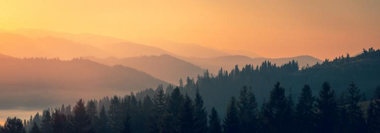 Hazy Sky Over Mountains