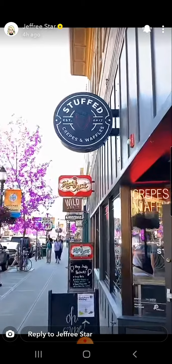 Stuffed Waffles and Crepes in Bozeman, From Jeffree Star's Snapchat