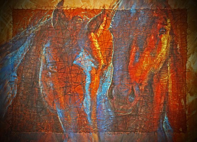 Sherry Gallagher Don't Fence Me In Mixed Media on collage