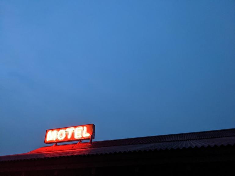 Hotel sign at night