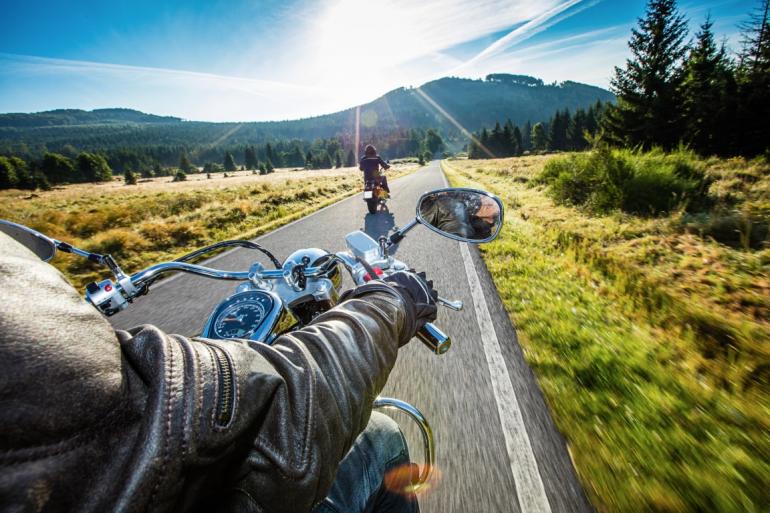 Motorcycle on open road