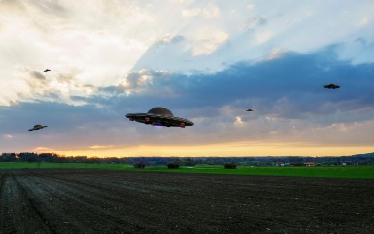 UFOs over a field