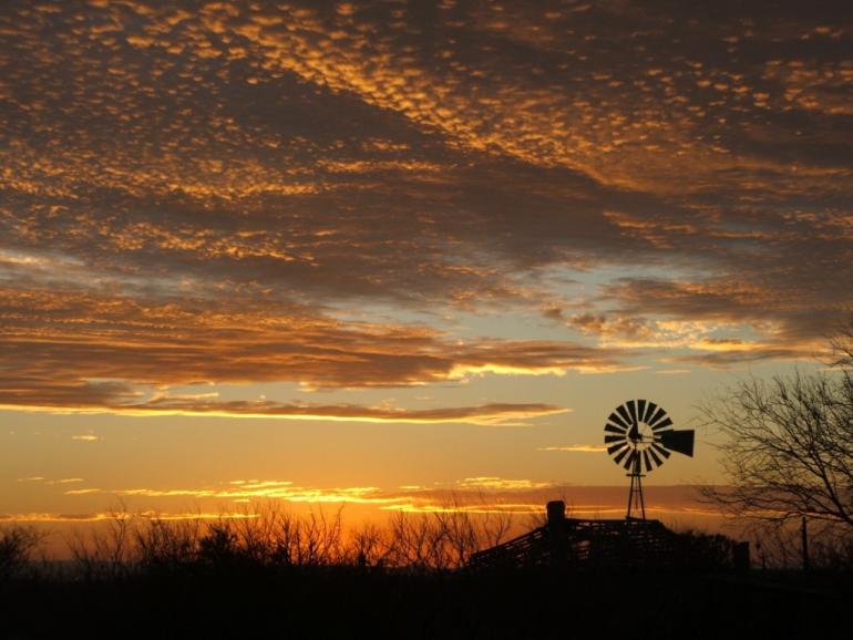 Sunset over ranch