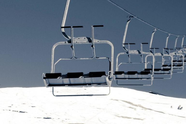 Ski lift in winter