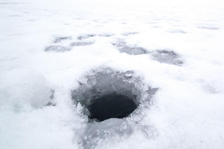 ice fishing hole