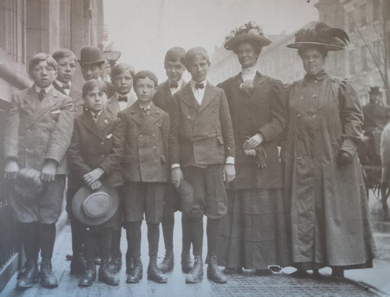 Children's Aid Society Orphans with Their Caretakers (Clara Comstock and Anna Laura Hill -far right) 