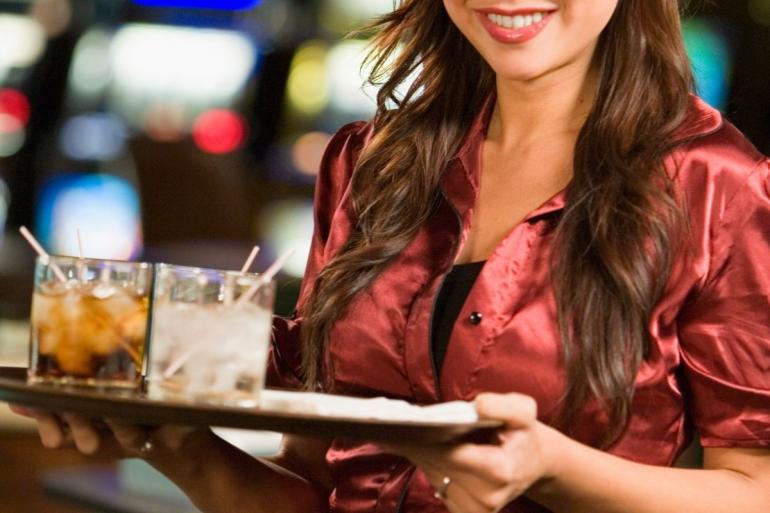 Cocktail waitress at a casino