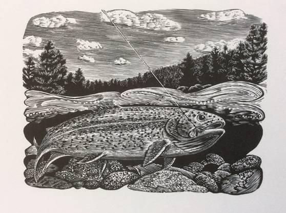 Fish engraving by Wesley Bates