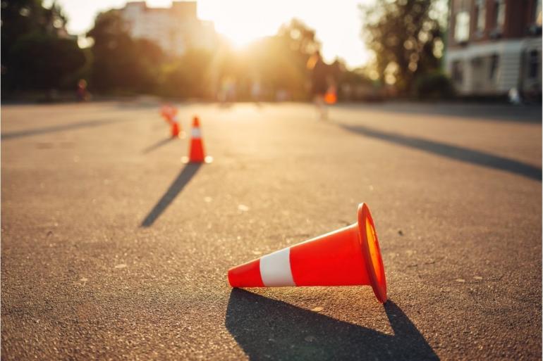 Fallen traffic cone