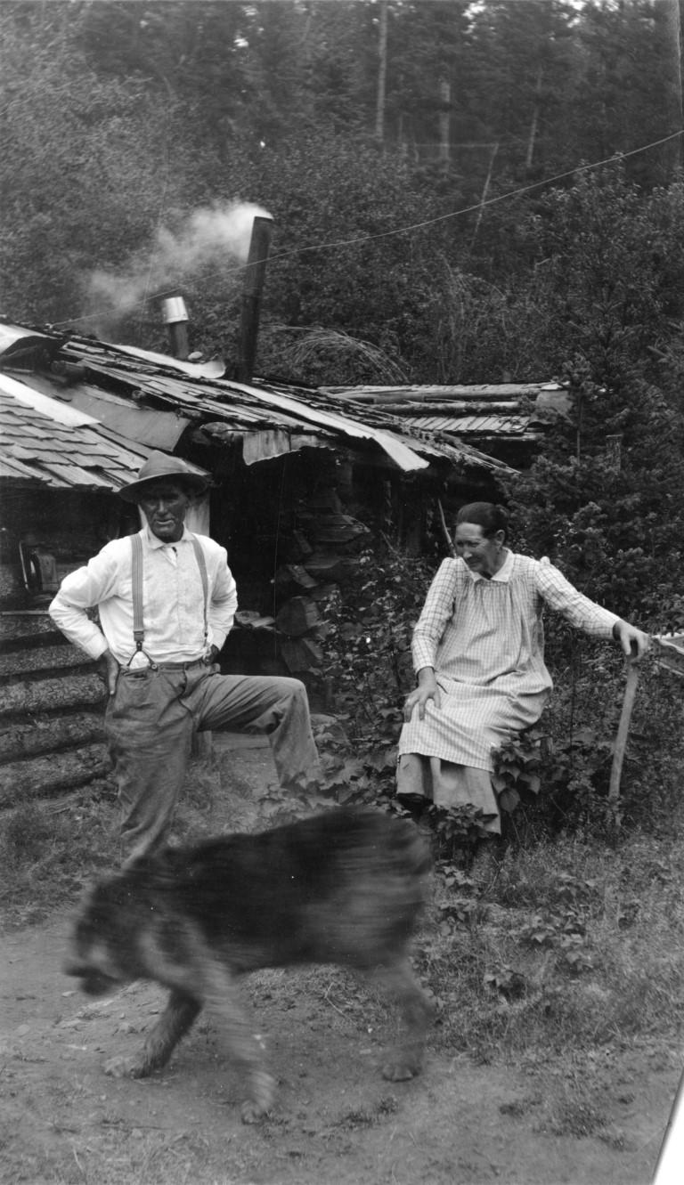 Dan and Josephine Doody in front of cabin (first cabin), south boundary of GNP, ca. 1910s Courtesy of the Glacier National Park Archives