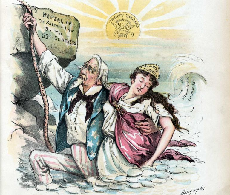 Repeal the Silver Act vintage cartoon