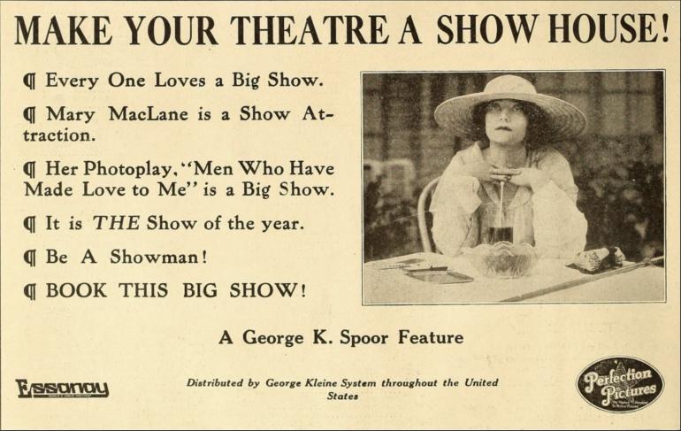 Ad for Mary MacLane's film