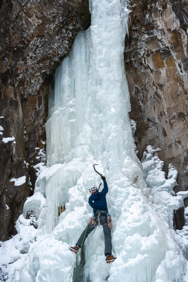 Ice climbing waterfall
