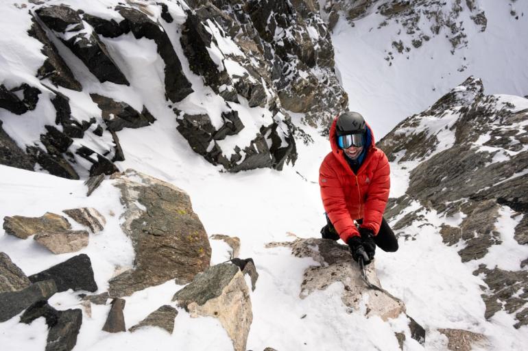 Climbing in snow