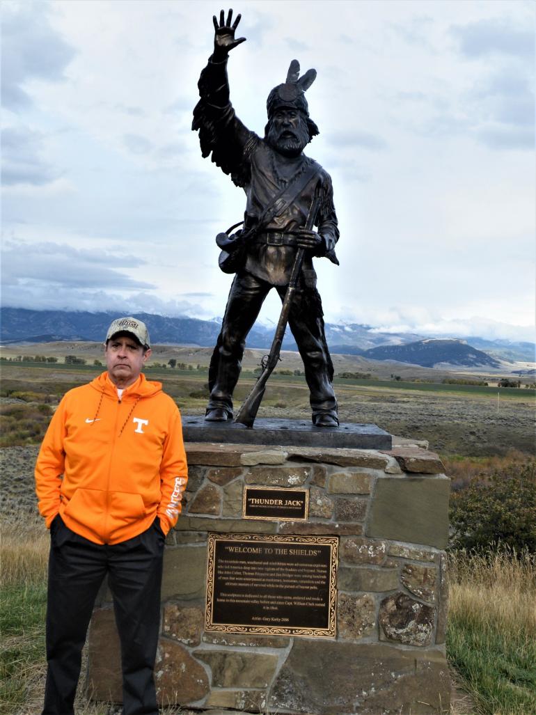 Doug and Thunder Jack with the Crazy Mountains in background .