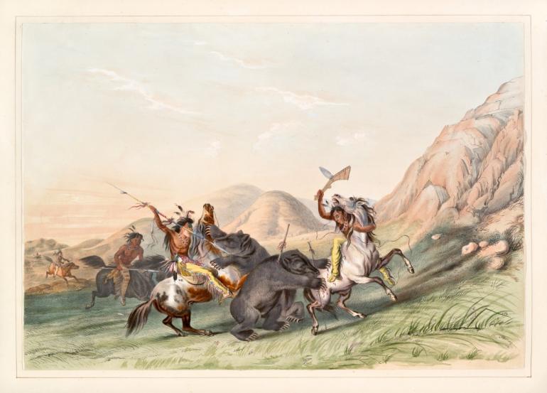George Catlin grizzly hunt