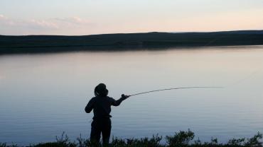 Fly fishing at dusk