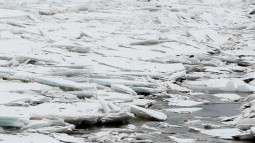 Ice jam on the river