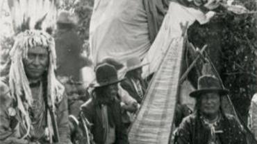 Blackfeet Men in Sun Dance Lodge