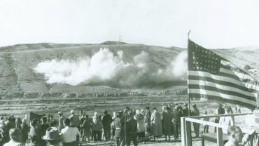 First explosion at the Clark Canyon Dam