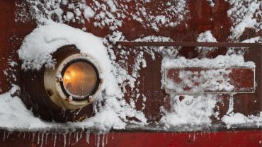 train engine in snow