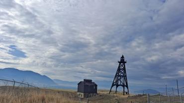 View of Headframe Over Butte