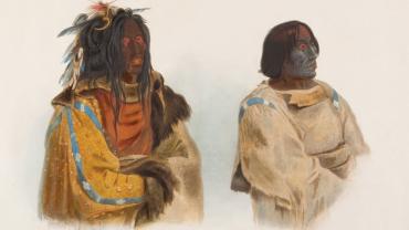 Mehkskeme, Blackfoot-Chief. Tatsicki-Stomick/ Piëkann Chief by Karl Bodmer, 1833.