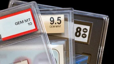 Professionally Graded Sports Cards, Different Styles, On Black Background