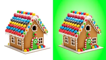 Gingerbread house decorated with candies