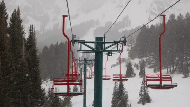 Snowy ski lift