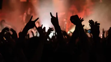 Hand raised showing a heavy metal rock sign