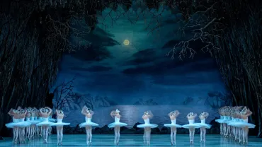 Ballet dancers performing on a theater stage