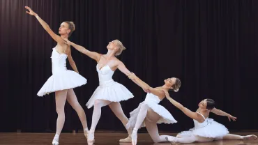 Group of ballet dancers performing on stage