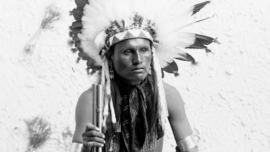 Studio portrait of Native American Cheyenne Indian Spotted Hawk