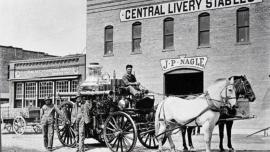 Firemen outside of Missoula livery