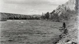 Native man fishing in the Pend d' Oreille River