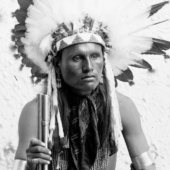 Studio portrait of Native American Cheyenne Indian Spotted Hawk
